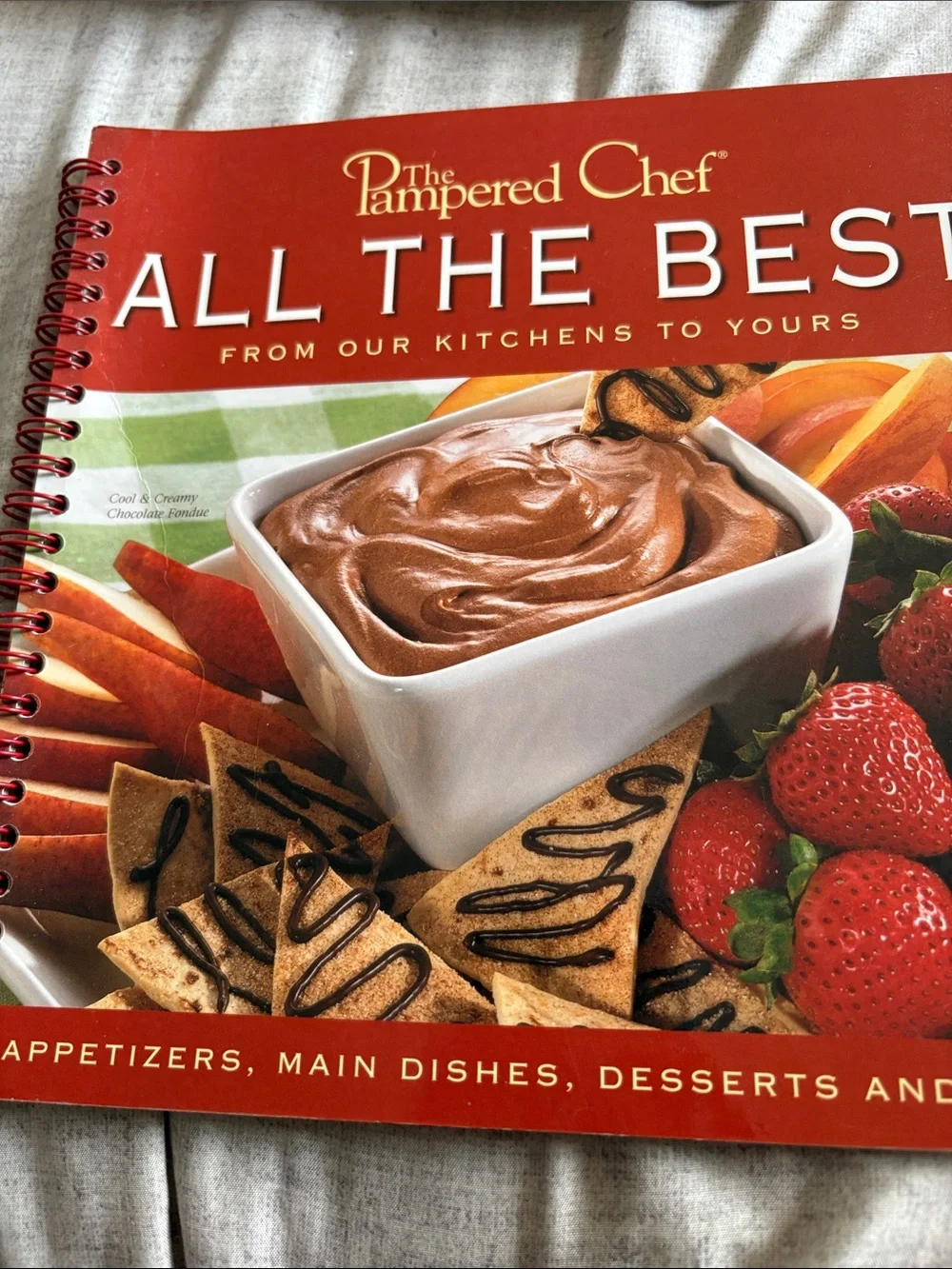 The Pampered Chef Cookbook with Red Cover and Chocolate Dip Photo